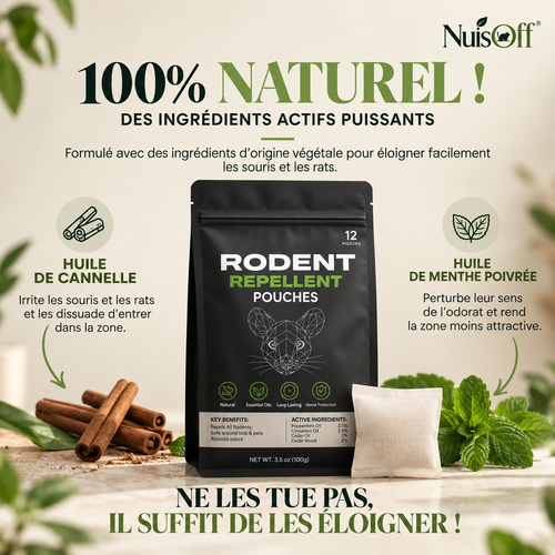 NuisOff® Souris — Sachets Répulsifs pour Souris